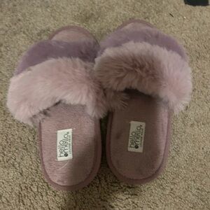 Hello Mello Pink Fuzzy Slide Slippers for Women